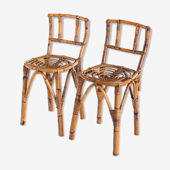 Paire de chaises vintage cannées - france, 1960