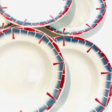 8 hollow plates ceranord st amand boulingrin pink and blue -vintage-kitchen-retro