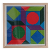 Tableau Vintage Art Optique - Géométrie Cinétique - Cadre bois 30x30cm