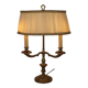 2 Light French Vintage Brass Boulotte Table Lamp With Cream Pleated Shade 5