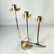 Art Deco 3-flame candelabra in stainless steel, France