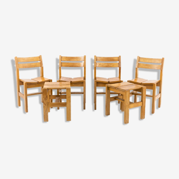 Series of 4 chairs and 2 stools