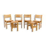 Series of 4 chairs and 2 stools