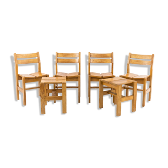 Series of 4 chairs and 2 stools