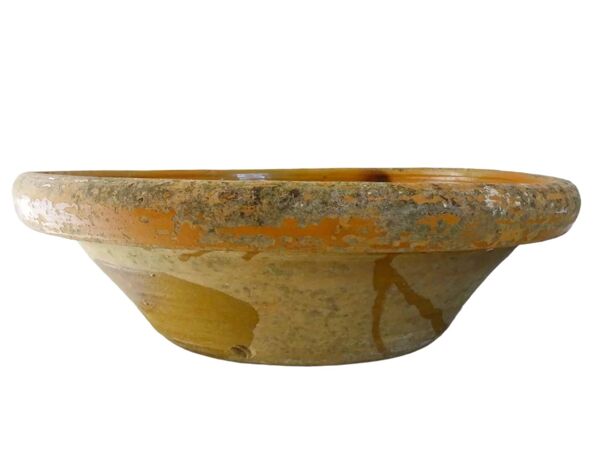 Bol ancien en faïence française à glaçure orange