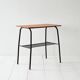 Vintage Scandinavian pine and metal side table