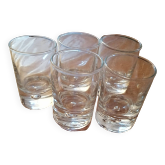 set of 5 shooter glasses with heavy bottom
