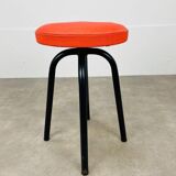 Vintage 50s screw stool in red faux leather