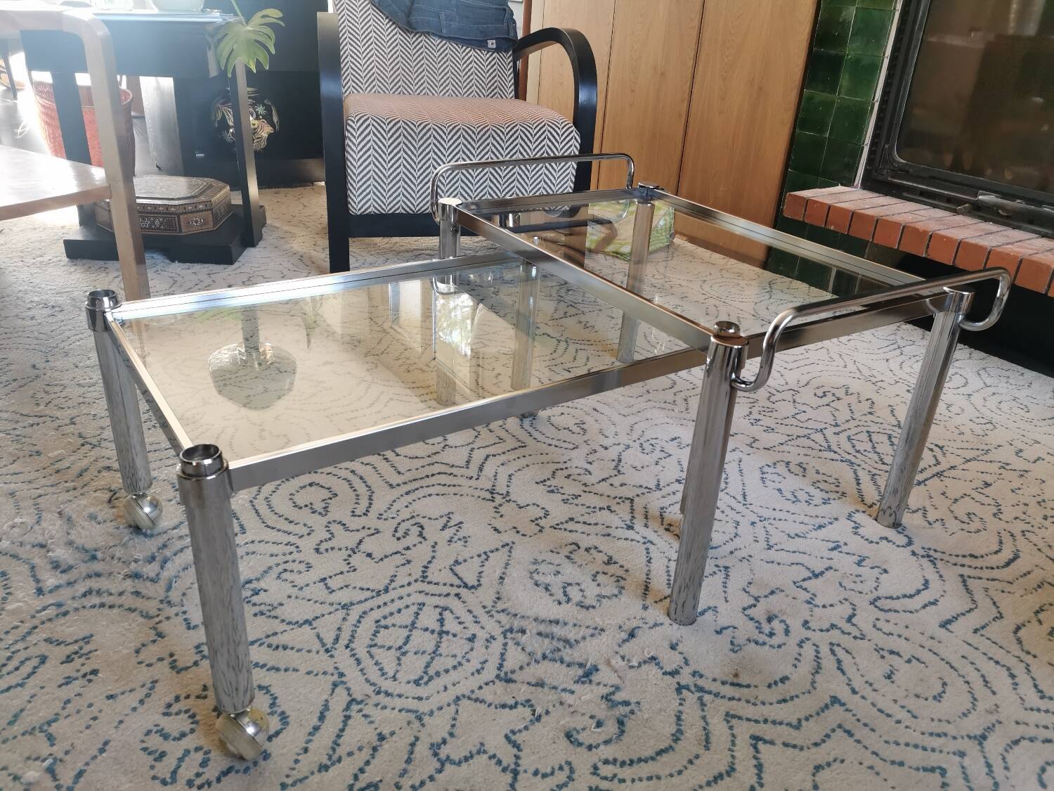 Convertible vintage rolling serving cart