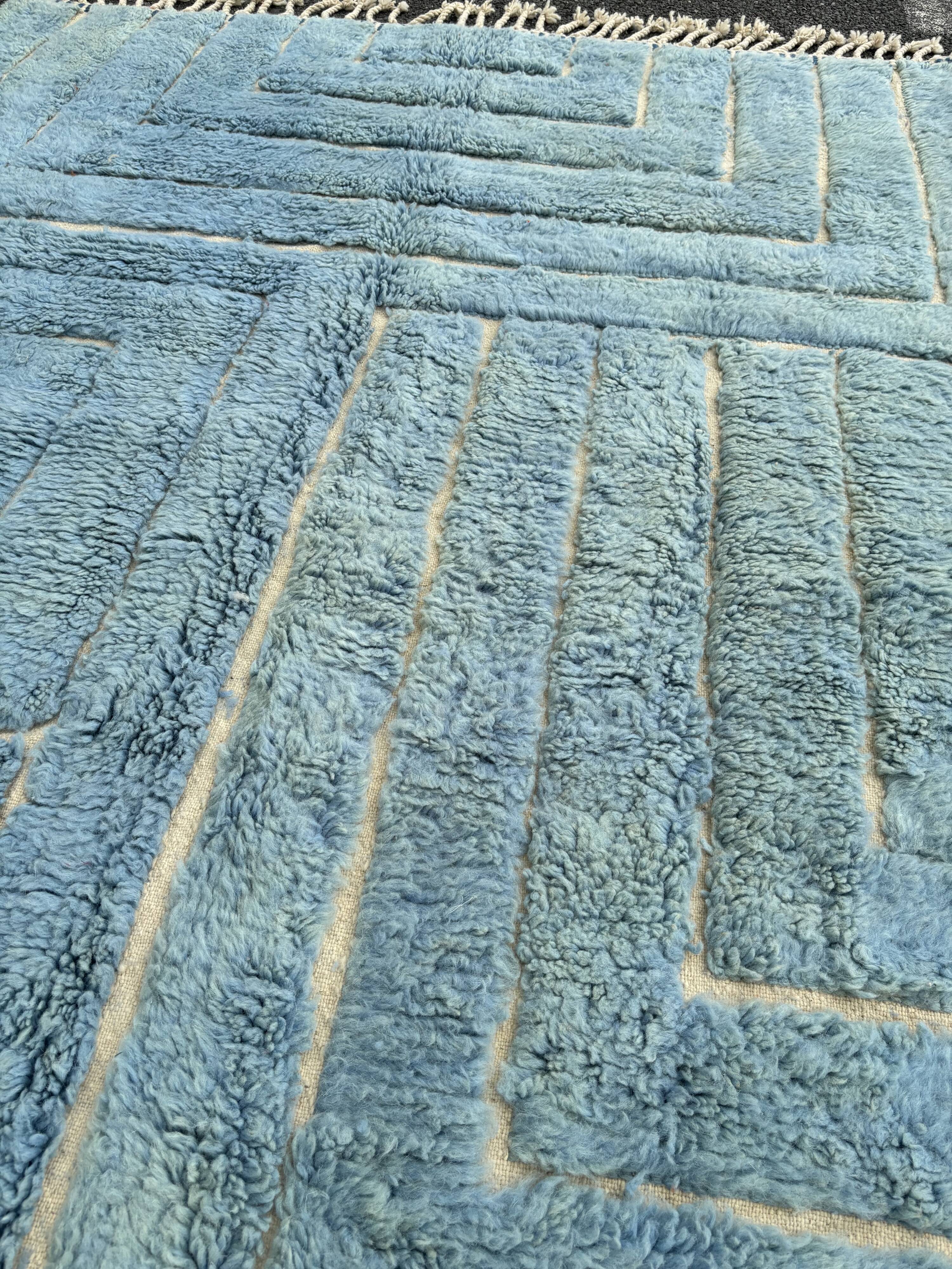 Berber Moroccan Mrirt blue wool rug