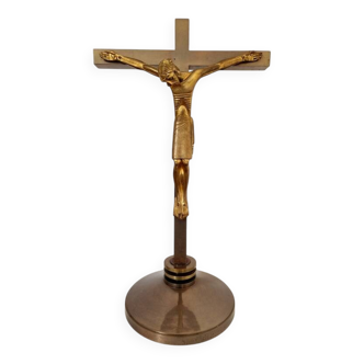 Jean Lambert Rucki Importante sculpture en bronze doré Christ en croix