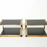 Pair of Italian coffee tables Alberto Smania bamboo brass 1970