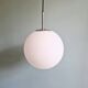 Large pendant lamp in white satin opal glass, Glashütte Limburg, 1970
