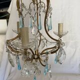 3-light bronze, crystal and Murano glass chandelier