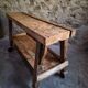 French industrial kitchen island, antique work table in chestnut and oak, circa 1900.