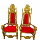 Lot 2 red and gold armchairs