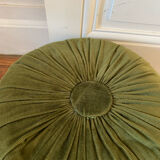 Olive green velvet pouf