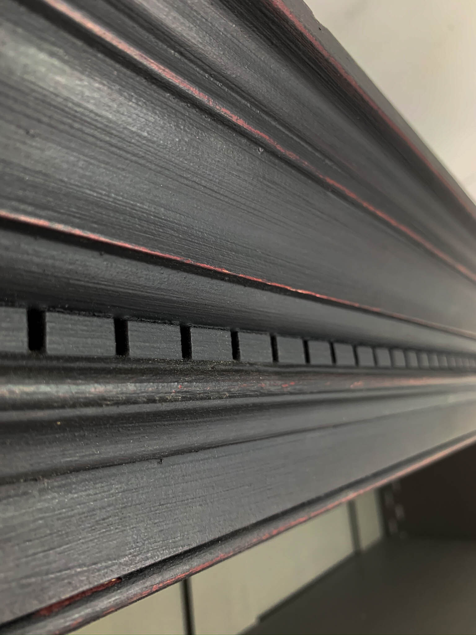Antique black painted pine bookcase