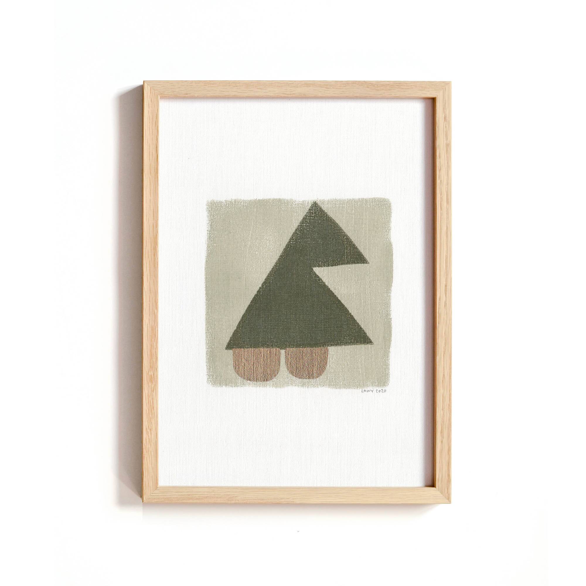 Peinture sur papier M188 vert et doré signée Eawy