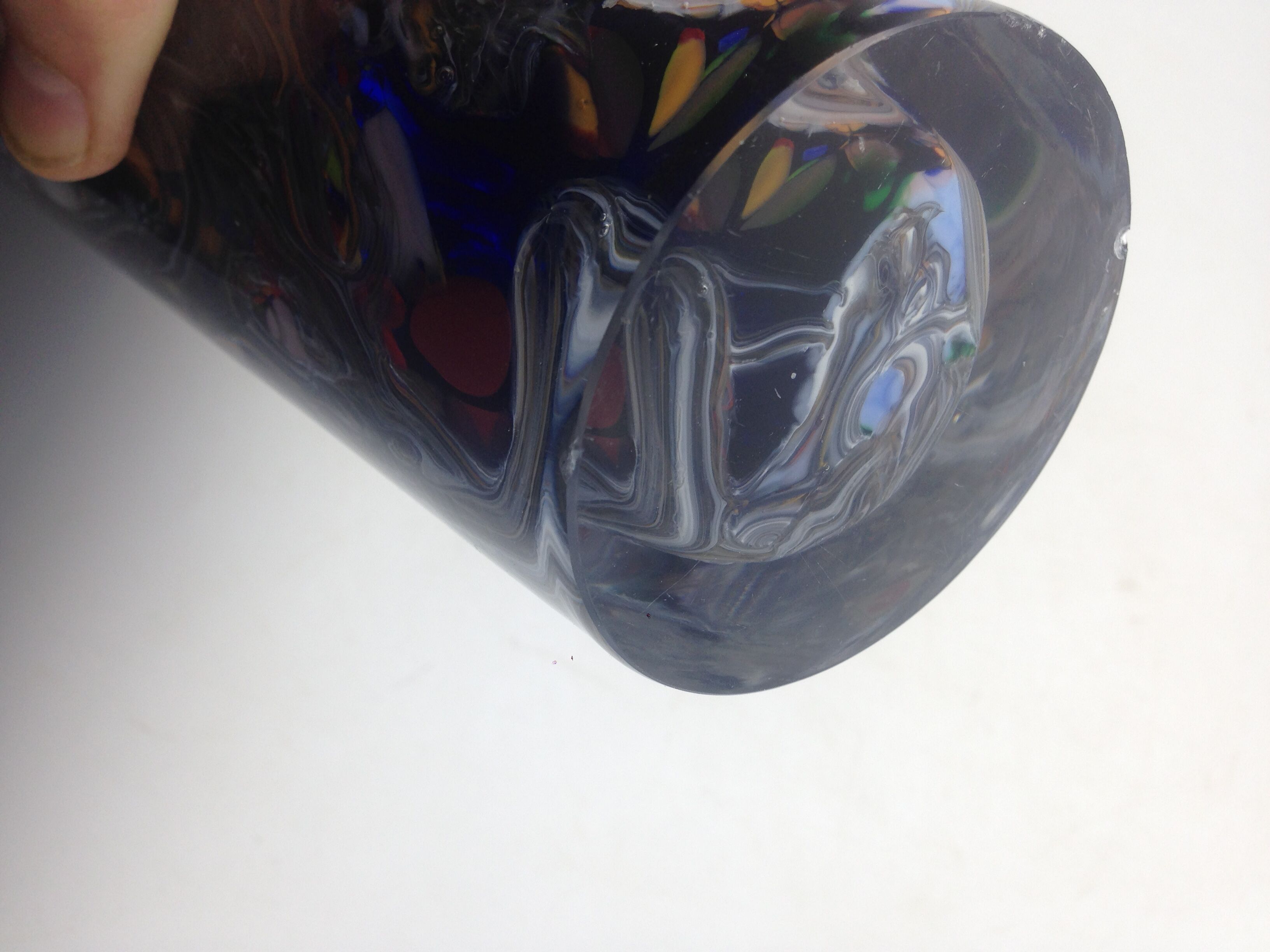 Boheme vase in multicolored thick glass splashes height 27 cm