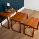 Retro teak 1960s set of 3 nesting coffee tables