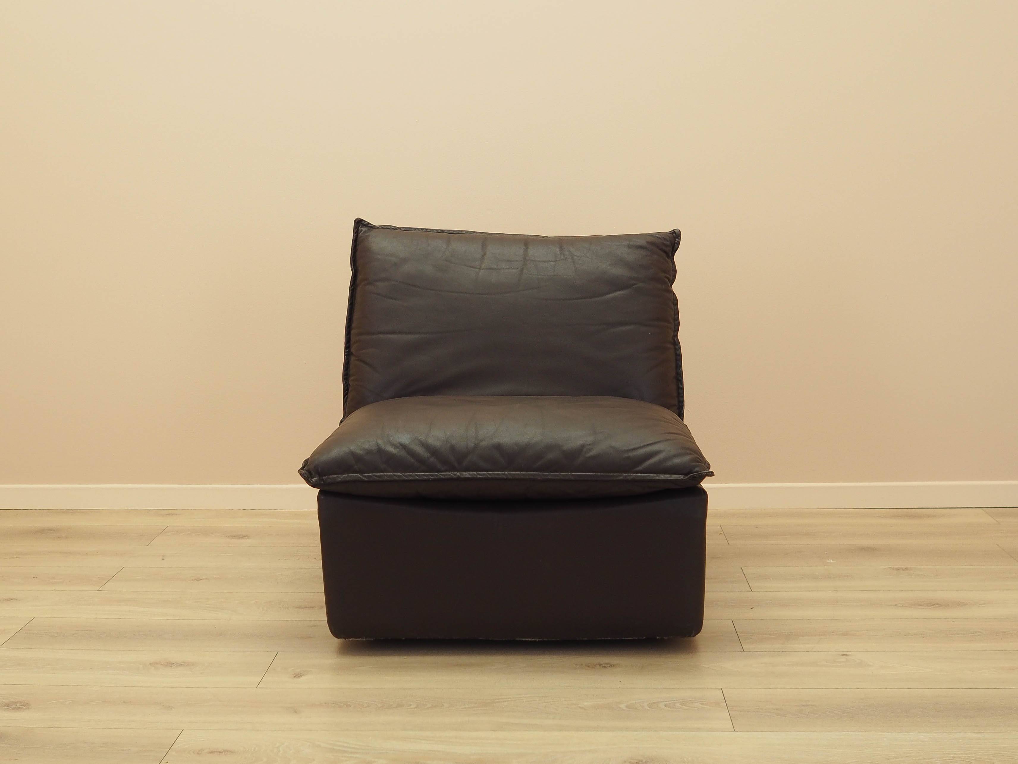 Brown leather armchair, Italian design, 1960s, production: Italy