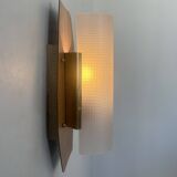 Vintage wall lamp, teak, brass and perspex, France 1960