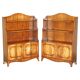 Pair of Open Low Bookcases in Flamed Mahogany