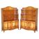 Pair of Open Low Bookcases in Flamed Mahogany
