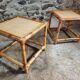 Vintage bamboo and rattan side tables – France, 1970s