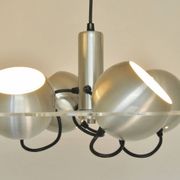 Space age pendant lamp with acrylic plate and 4 aluminum spots, 1970's