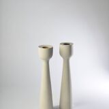 Pair of Scandinavian wood candle holders