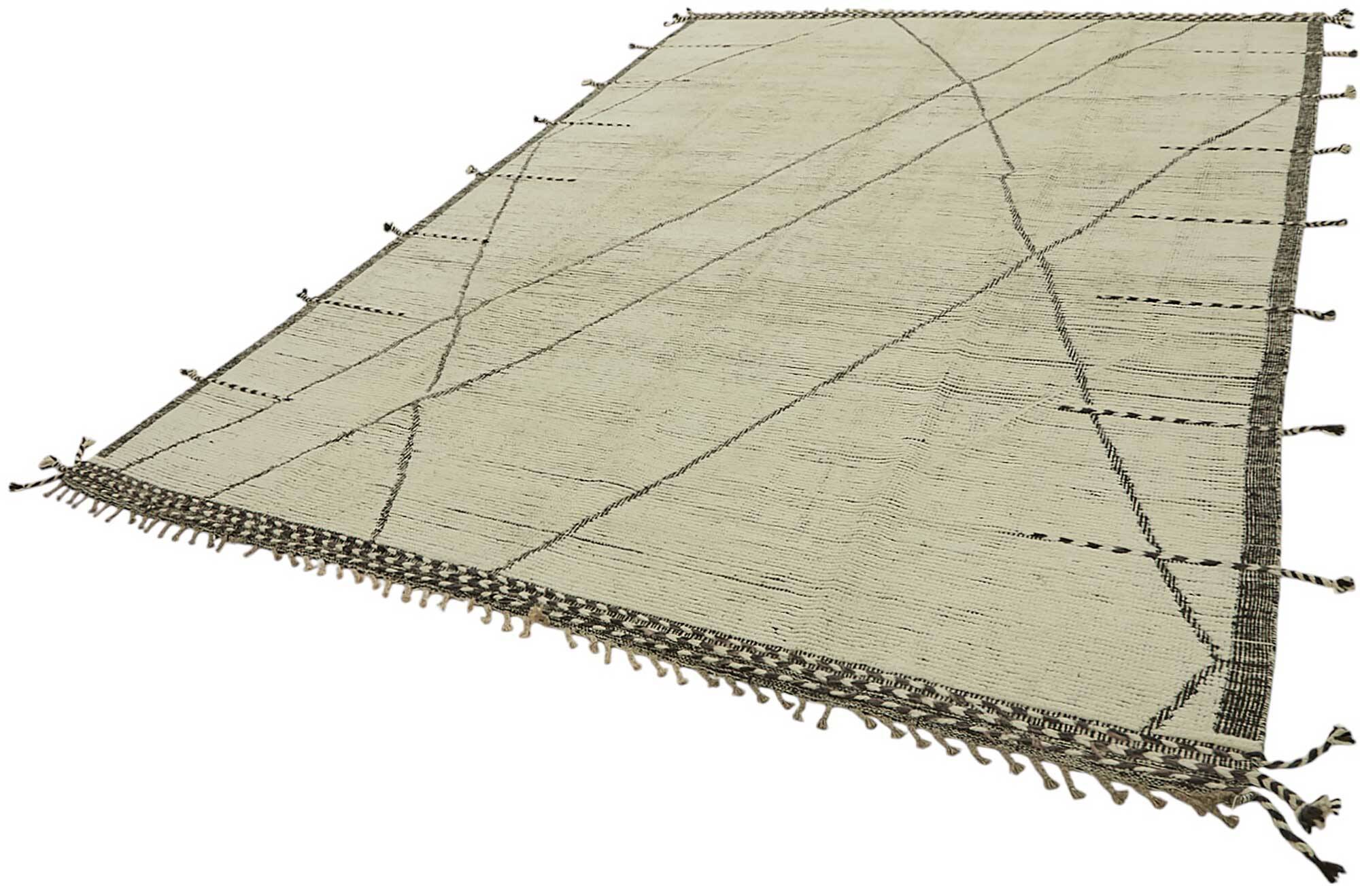 Hand-Knotted Tribal Unique 263 cm x 381 cm Beige Wool Carpet