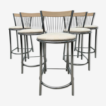 Set of 5 refurbished bar stools