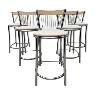 Set of 5 refurbished bar stools