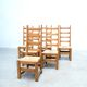 Ensemble de six chaises de salle à manger françaises à dossier haut