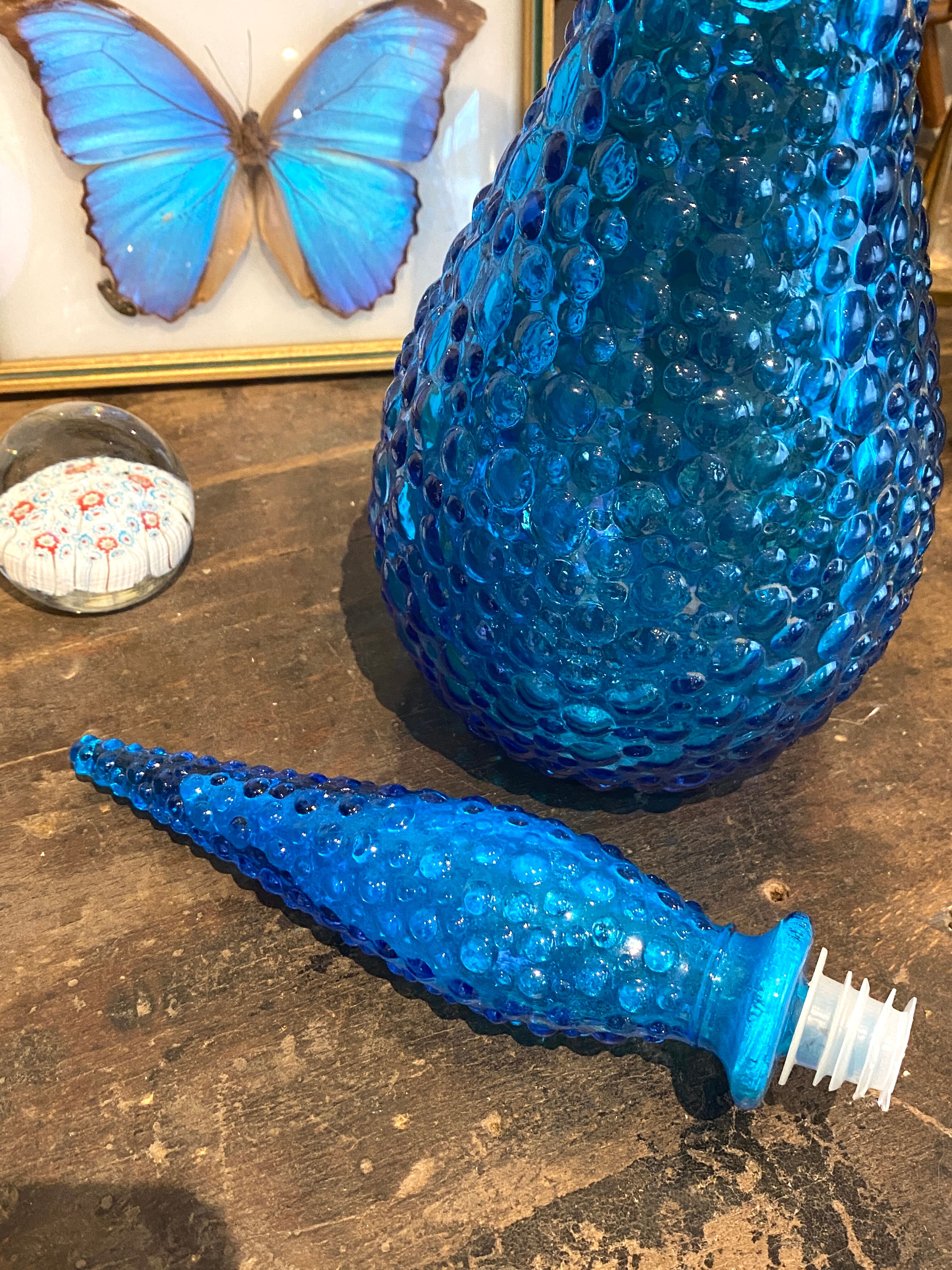 Turquoise blue Empoli decanter