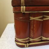 Suitcase in wicker and vintage bamboo