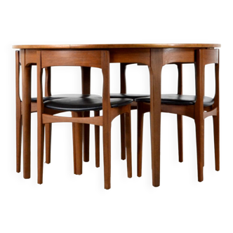 Table et chaises rondes en teck du milieu du siècle par Nathan