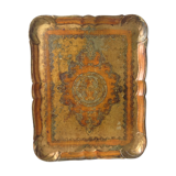 Old Florentine tray rectangle in papier-mâché