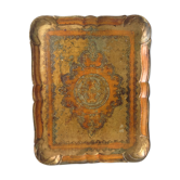 Old Florentine tray rectangle in papier-mâché