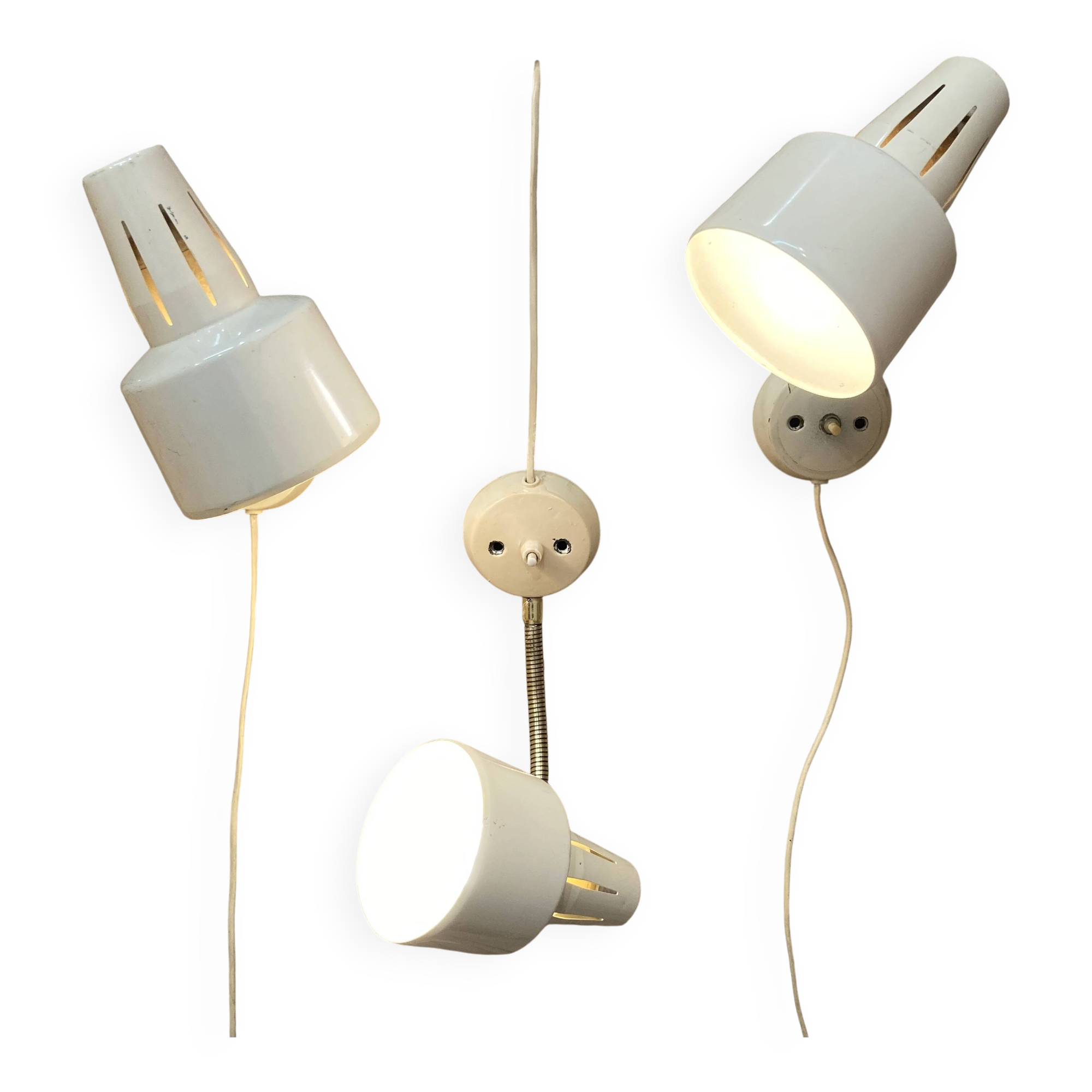Trio of wall lights "scandinavian design" 1950.