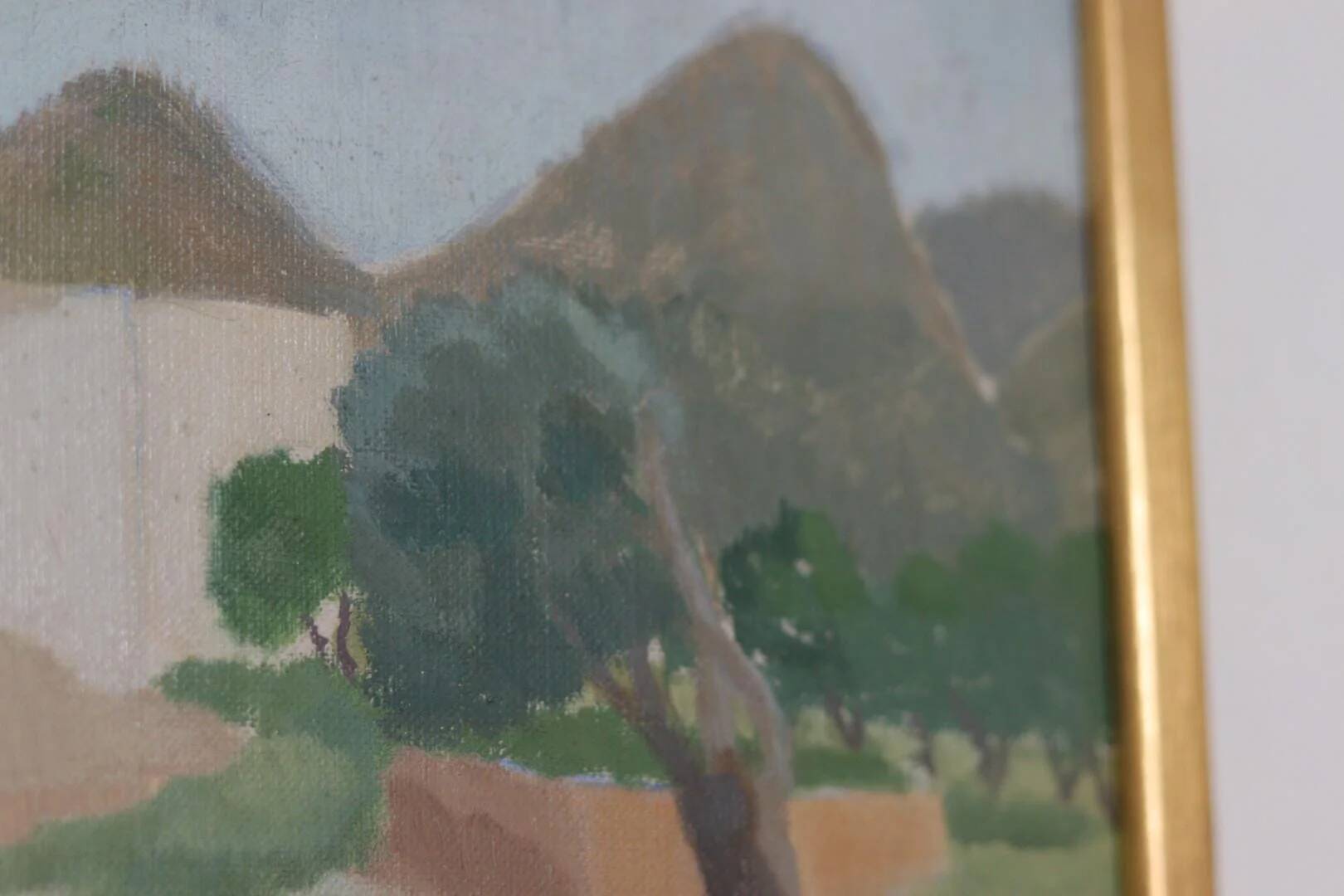 Original Swedish Oil on Panel – “Mountain Village” by Anna Küntzel
