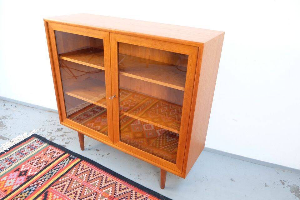 Commode vitrine WK style années 60, en teck, vintage rétro.