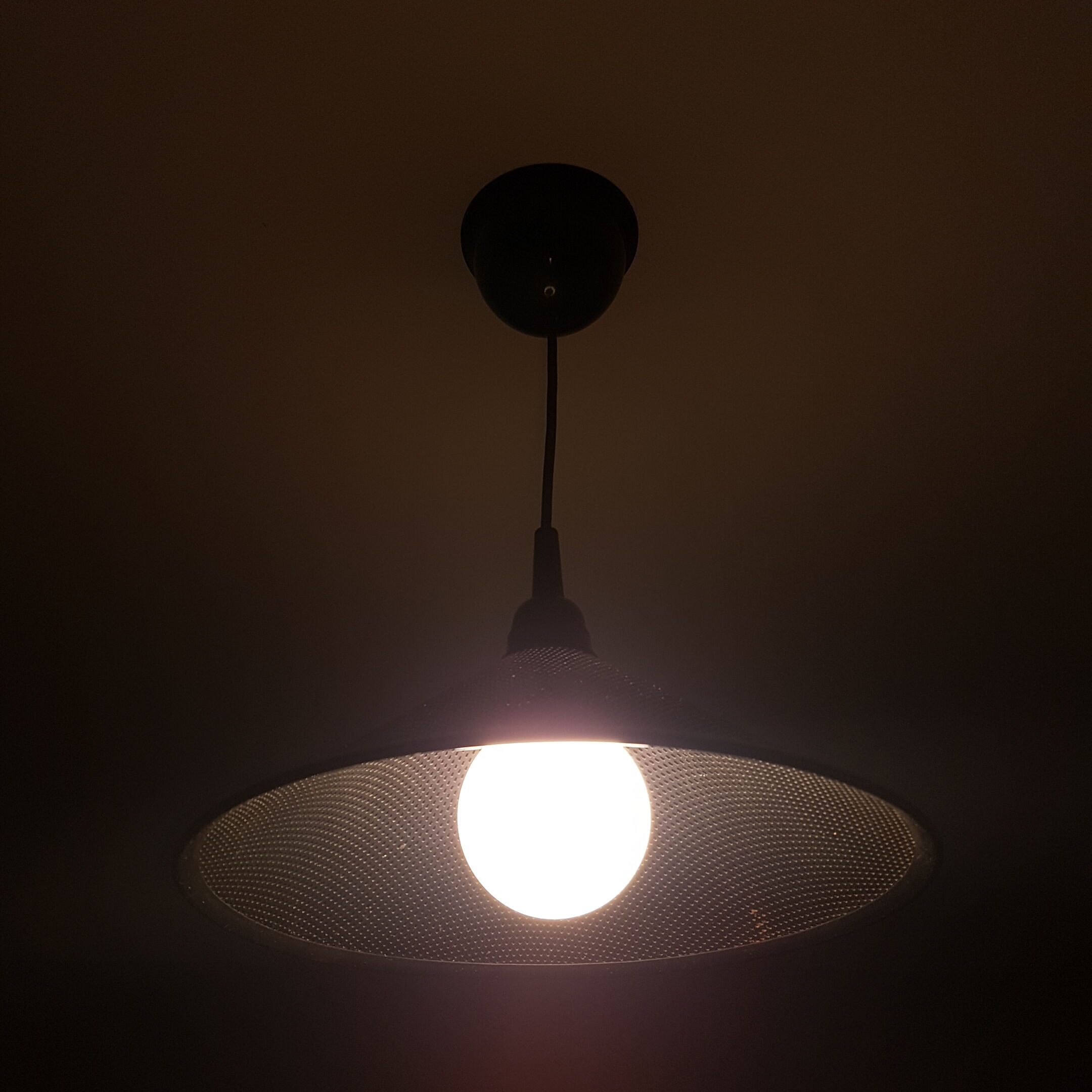 Black perforated hanging lamp années 80