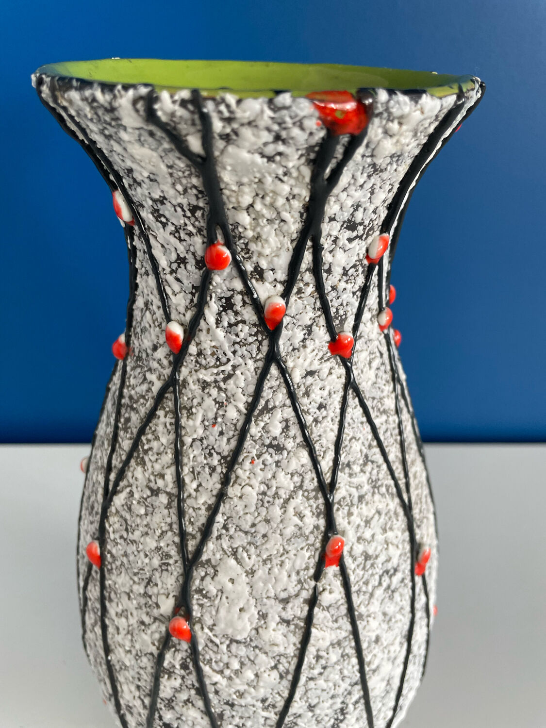 Vintage midcentury signed sea foam vase