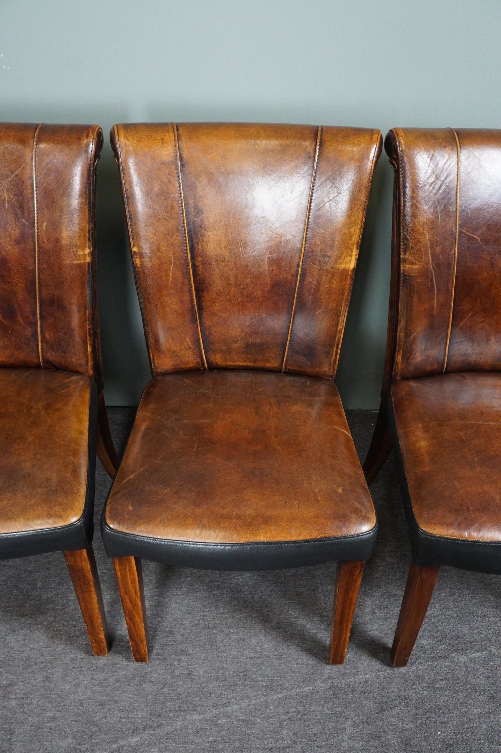 Set of 5 sheepskin dining chairs