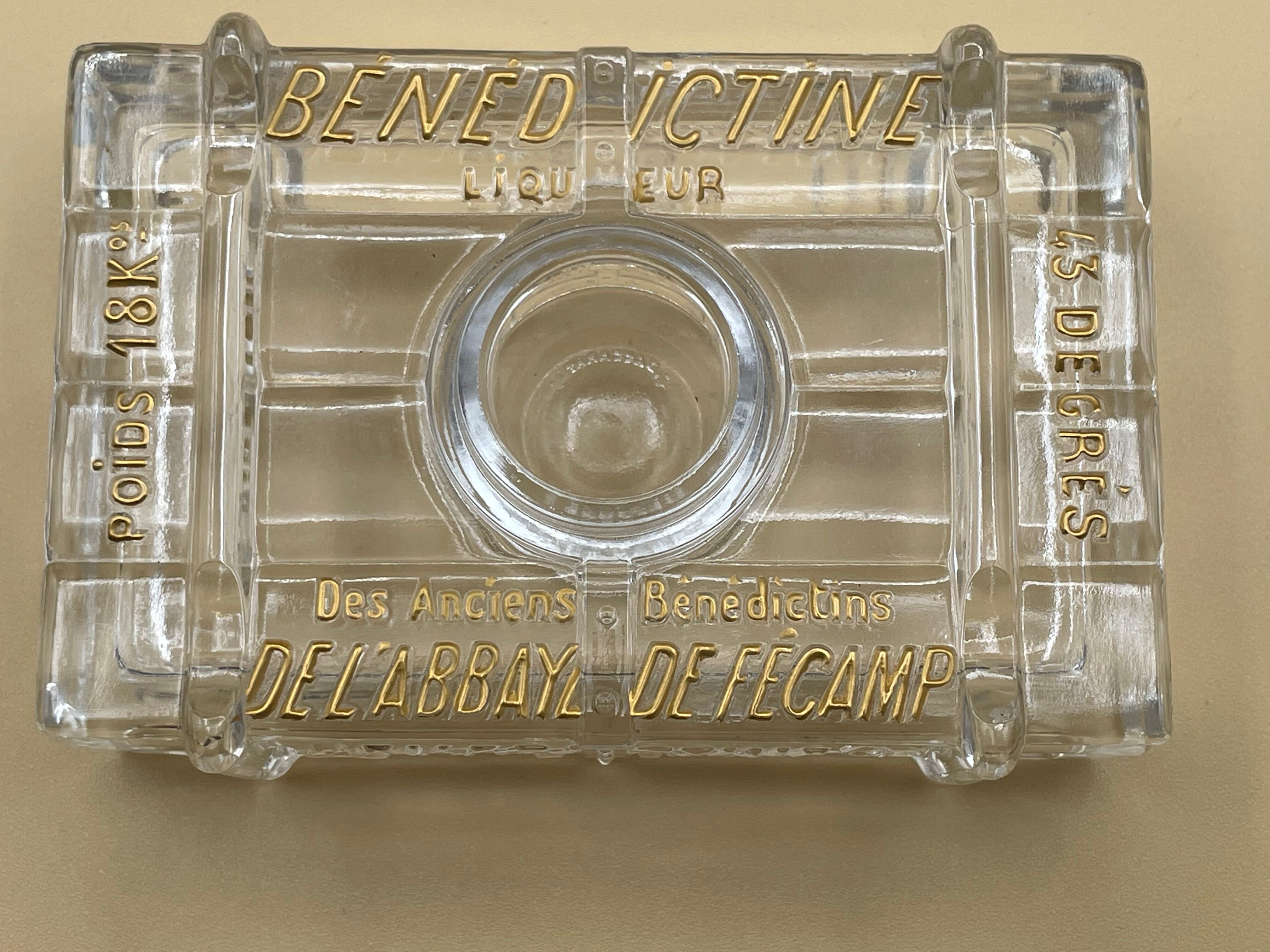 Advertising inkwell for the brand Baccarat crystal Benedictine liqueurs.