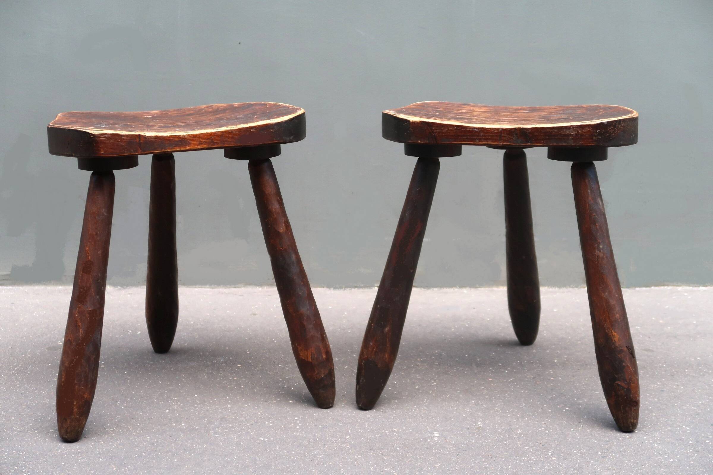 Pair of vintage brutalist stools