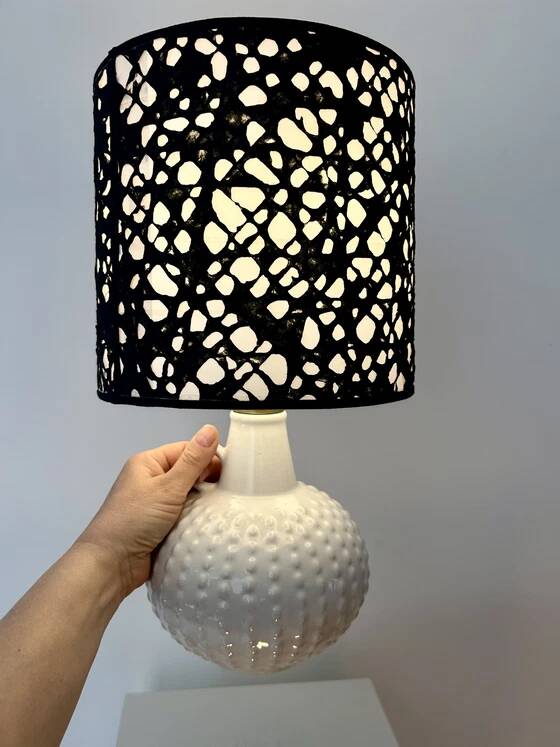 Lampe vase du milieu du siècle avec abat-jour japonais